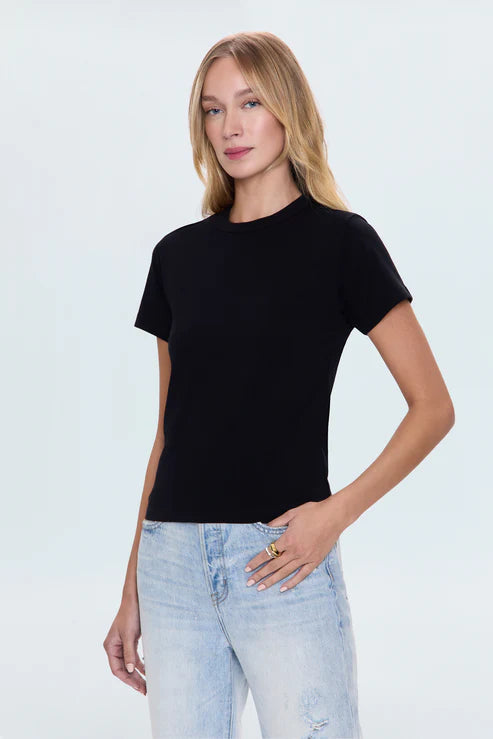 Black Alba Baby Tee for effortless style, casual knit top