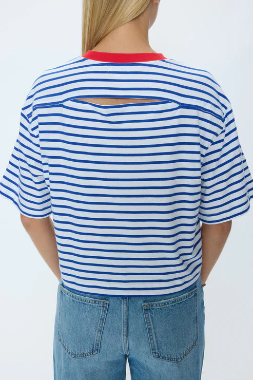 Striped cropped tee maritime red with cutout detail