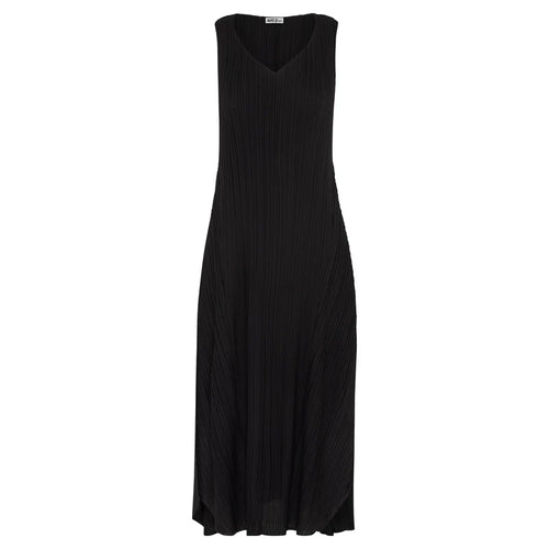 Alquema Estrella Dress - Elegant black pleated maxi dress for women