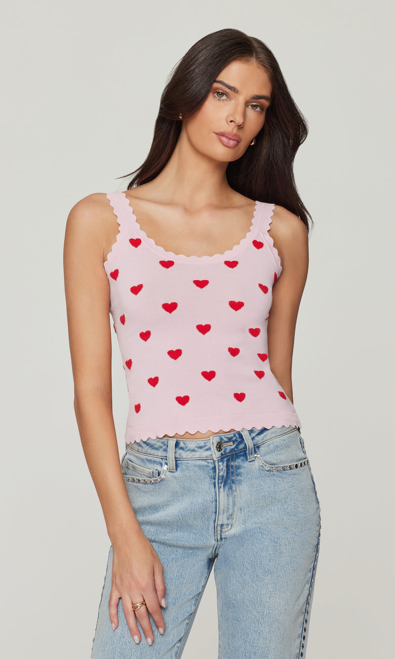 Generation Love * LOTTIE HEARTS INTARSIA STRAP TANK