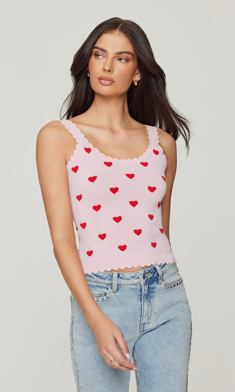 Generation Love * LOTTIE HEARTS INTARSIA STRAP TANK