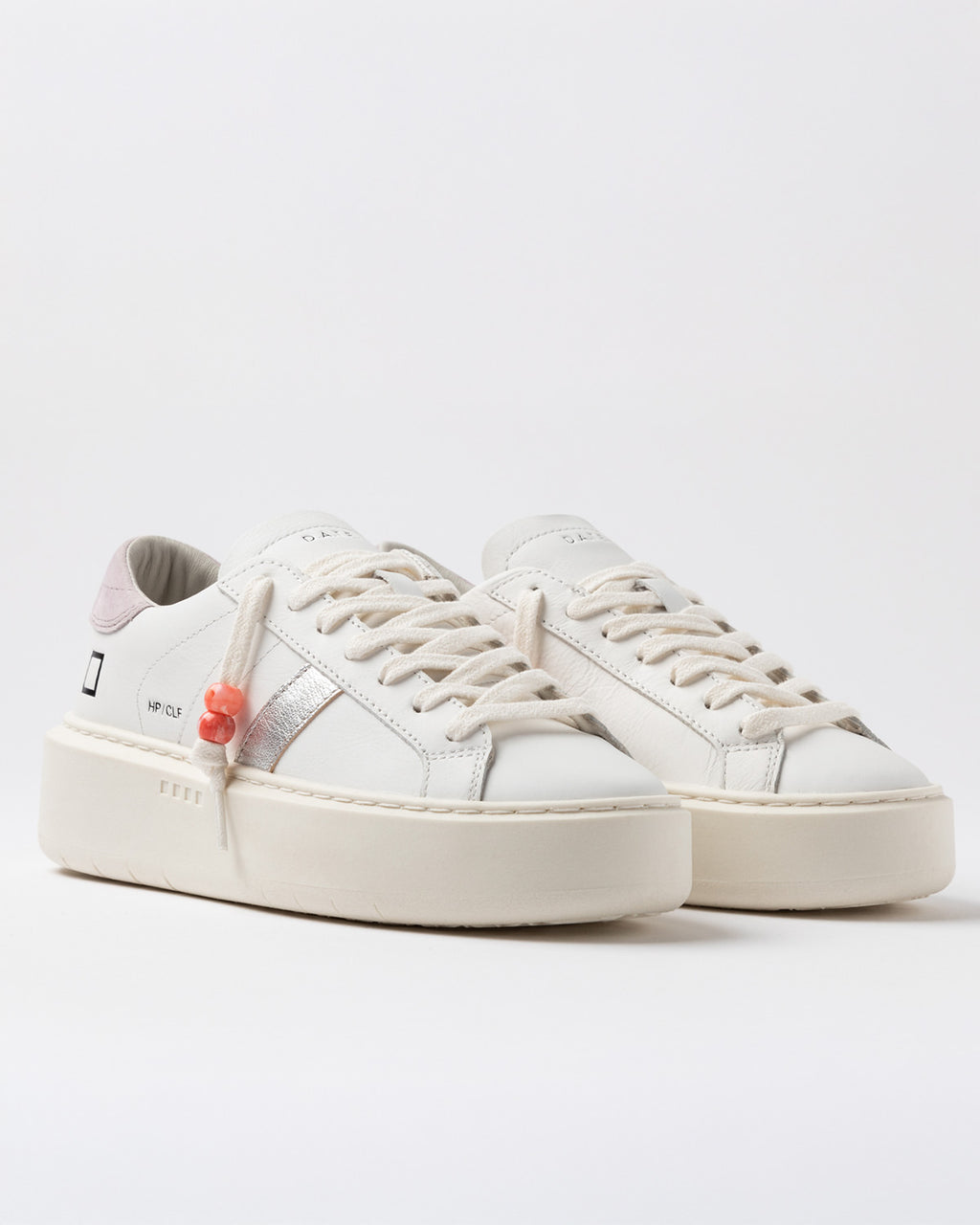 D.A.T.E * HILL LOW CALF White-Pink Platform Sneakers