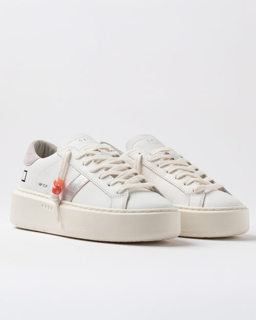 D.A.T.E * HILL LOW CALF White-Pink Platform Sneakers
