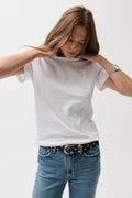 White cotton T-shirt with classic fit, casual style