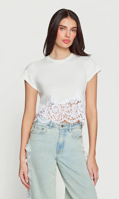 Generation Love * PAIGE RIB LACE COMBO T-SHIRT