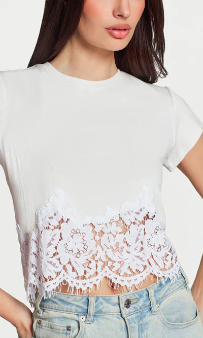 Generation Love * PAIGE RIB LACE COMBO T-SHIRT