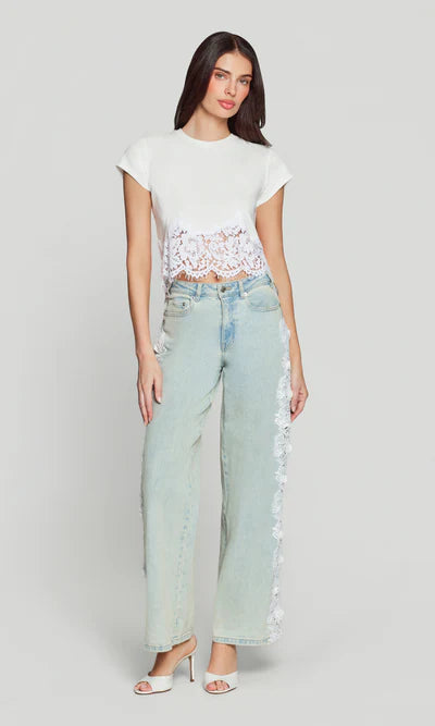 Generation Love * PAIGE RIB LACE COMBO T-SHIRT