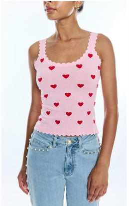 Generation Love * LOTTIE HEARTS INTARSIA STRAP TANK