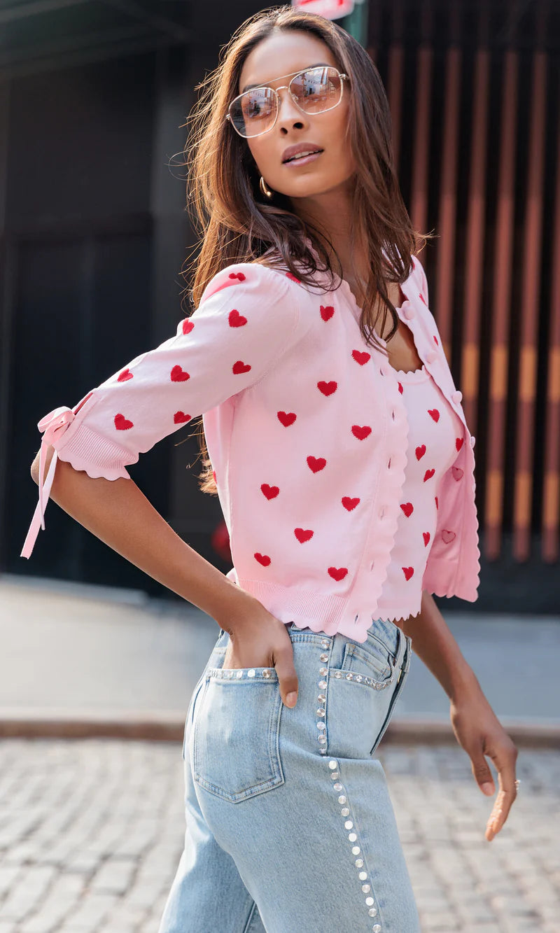 Generation Love * TESS HEARTS INTARSIA CARDIGAN